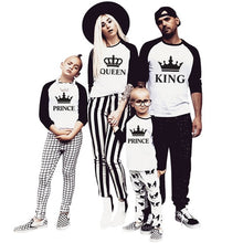 Load image into Gallery viewer, King Queen family matching clothes mommy and me long t shirt baseball tees mother daughter outfits father son look mom patchwork