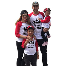 Load image into Gallery viewer, King Queen family matching clothes mommy and me long t shirt baseball tees mother daughter outfits father son look mom patchwork
