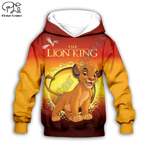 Simba The Lion King cartoon hoodie Kids baby 3D print zipper hoodies Sweatshirts boy girl Long sleeve Top Pants for Dropshipping
